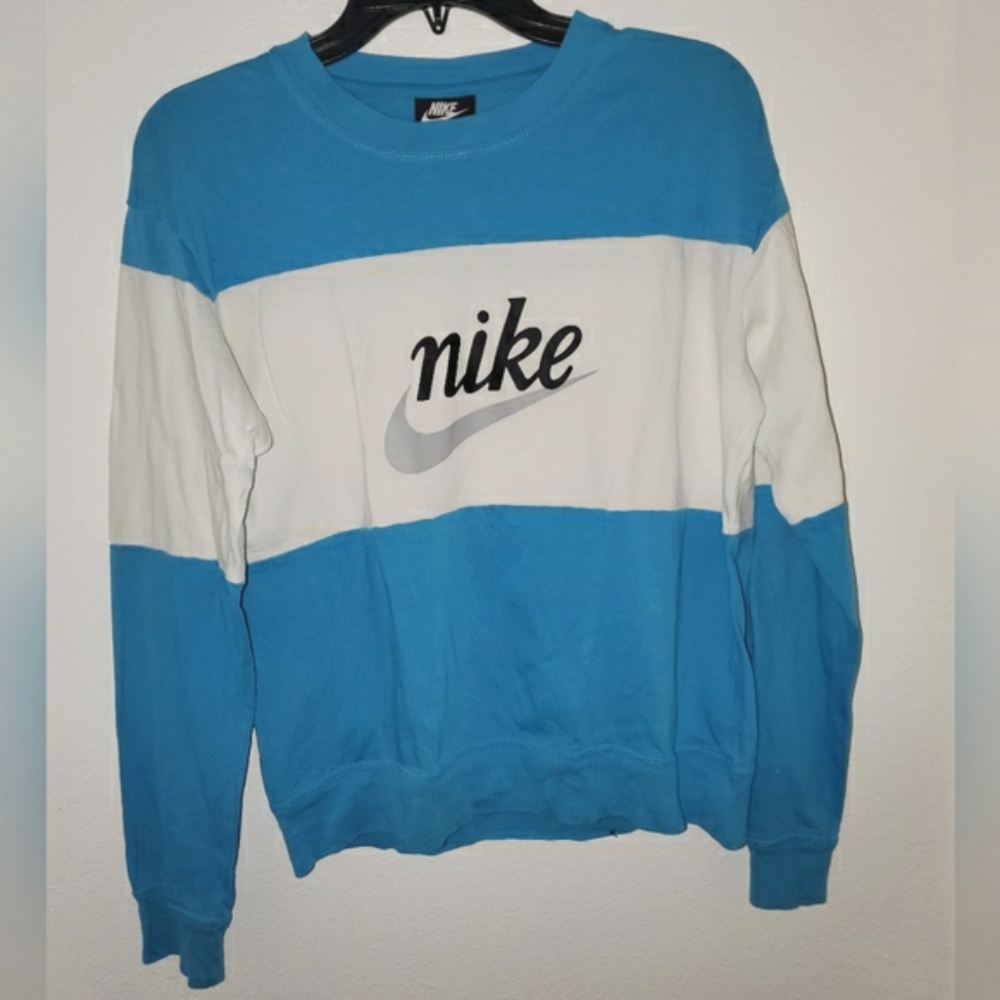 Nike blue and white Cotton Knit striped sweater